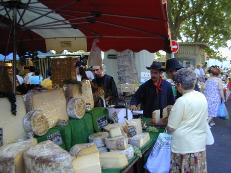 Cheese stall in Béziers Friday Market