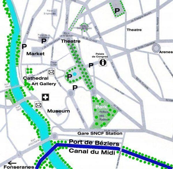 Plan of Béziers relative to the Midi Canal