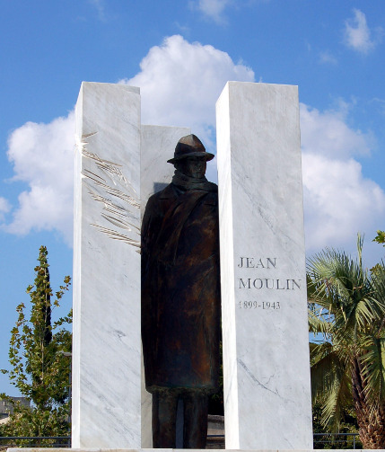 Statue to the memory of Jean Moulin, leader of the French Resistance during WW2