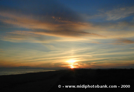 Sunset from Valras Plage, The Pyrenees in the distance