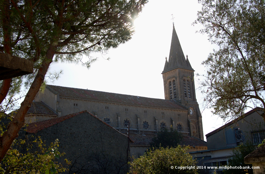 The magnificent church at Homps on the Midi Canal