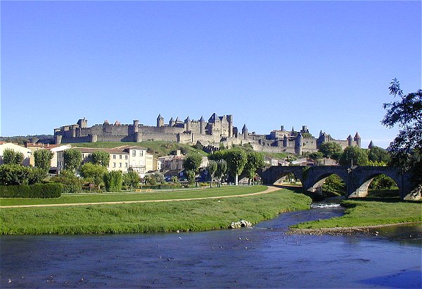 The old City ( La Vielle Cite ) in carcassonne on the midi canal