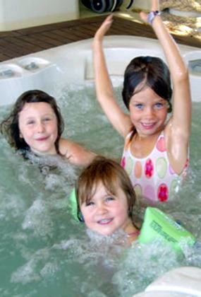 Some younger guests enjoying the spa pool