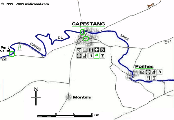 Map of the Midi Canal at Capestang