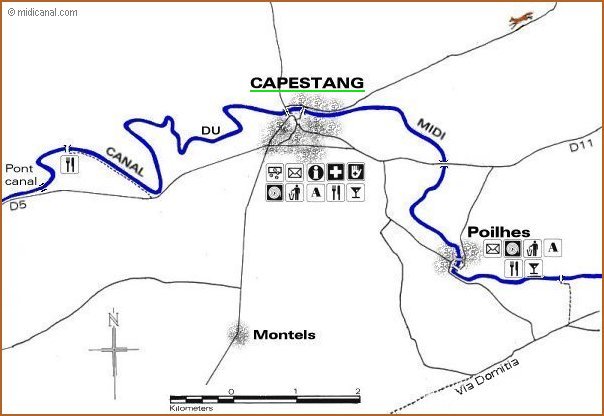 Map of the Midi Canal at Capestang