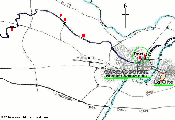 Map of the Midi Canal at Carcassonne