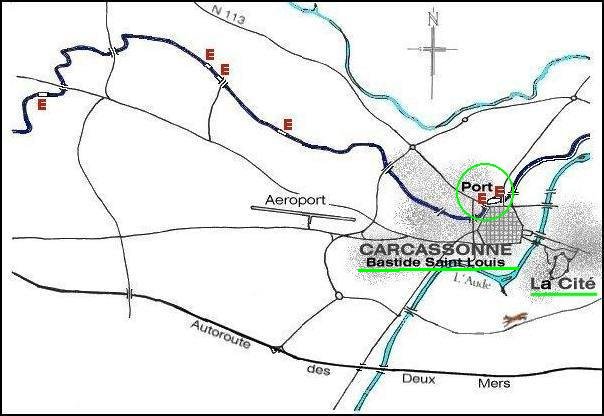 Map of the Midi Canal at Carcassonne