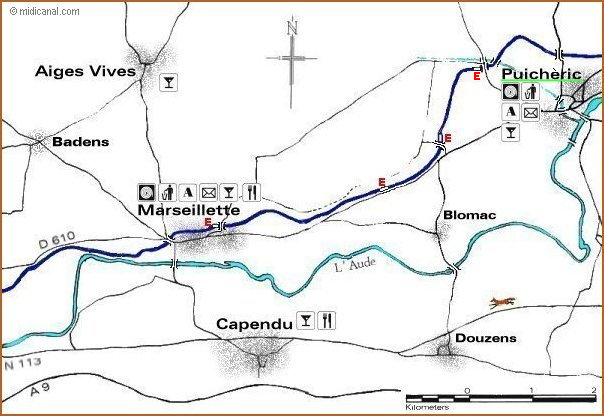 Map of the Midi Canal at Marseillette and Puicheric