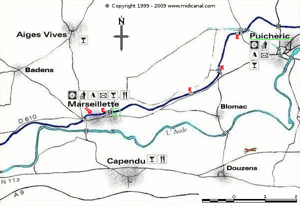 Map of the Midi Canal at Marseillette and Puichéric