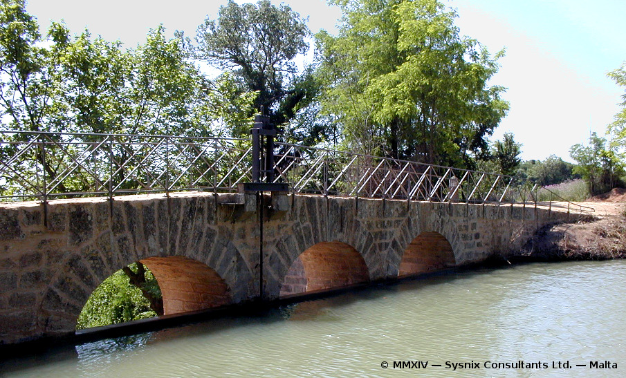 The Quarante overspill seen from a boat on the Midi Canal