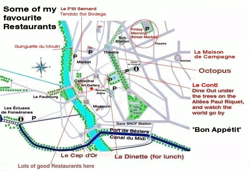 Béziers Restaurant Location Map