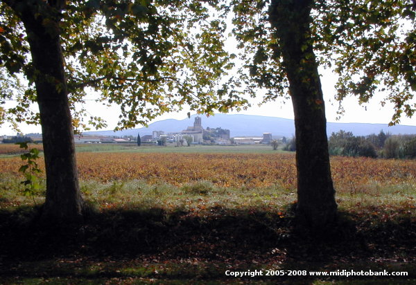 The village of Puichèric seen from the Midi Canal