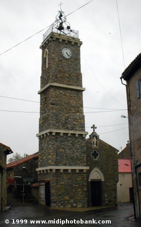 The village church tower at Roubia