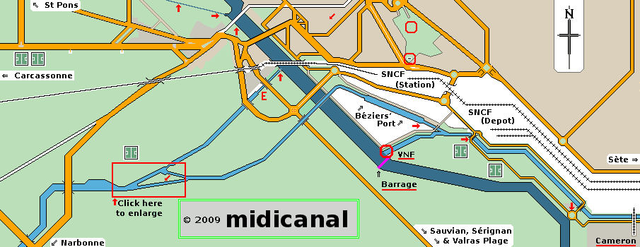 Midi Canal, the junction with, and crossing of, the river Orb